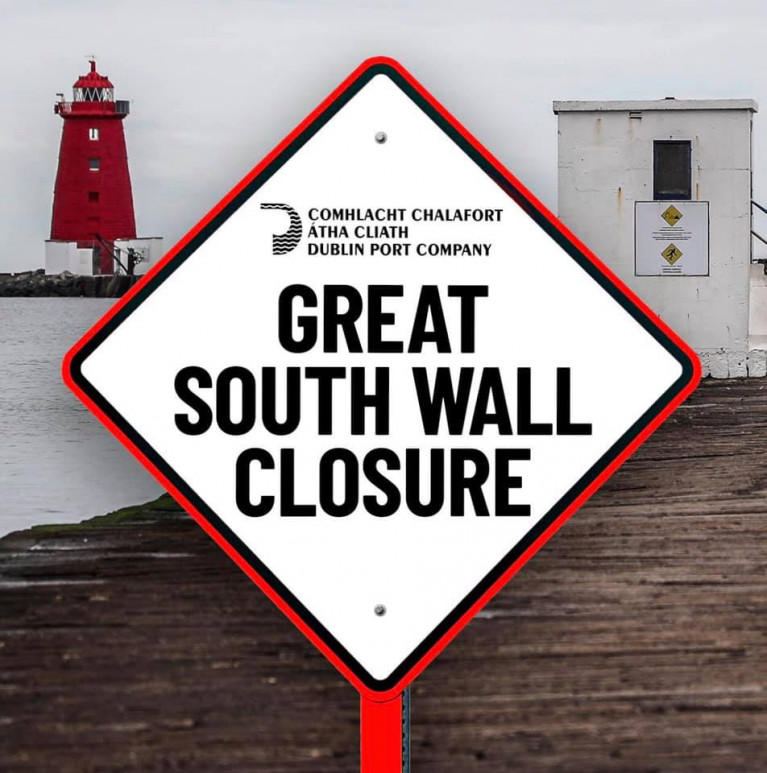 Dublin Bay&#039;s Great South Wall Closed Due to Tide Height &amp; Dangerous Winds