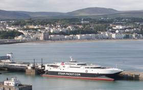 Seasonal services from Dublin and Belfast began this week to Isle of Man where above in Douglas fastferry Manannan is seen with the backdrop of the famous waterfront promenade. 
