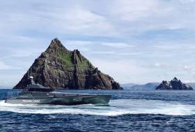 Safehaven Marine’s World Record Attempt vessel Thunder Child off the Skelligs yesterday
