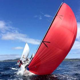 Andrew Craig&#039;s Chimaera leads the 14-boat RC35 in Tarbert