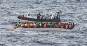 A RIB deployed from LE Roisin on SAR migrant duties  
