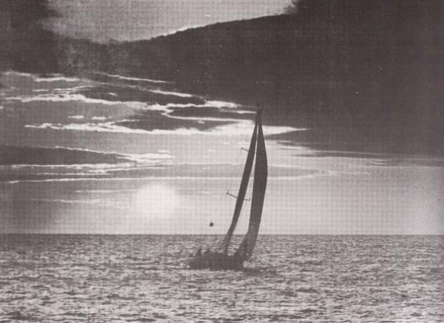 Dawn patrol 1980, with an unforgettable experience many have shared since. It is the finish of the first Round Ireland Race at Wicklow, with Dave FitzGerald’s 40ft Partizan from Galway coming out of the sunrise to place second in line honours. The Sailing Instructions for the first race are viewable below