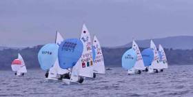 Gemma McDowell &amp; Emma Gallagher (Malahide) lead the 420s from Geoff Power &amp; James McCann and Kate Lyttle &amp; Niamh Henry (RSTGYC) racing on Belfast Lough from Ballyholme YC. After two days, Power of Dunmore East holds the lead