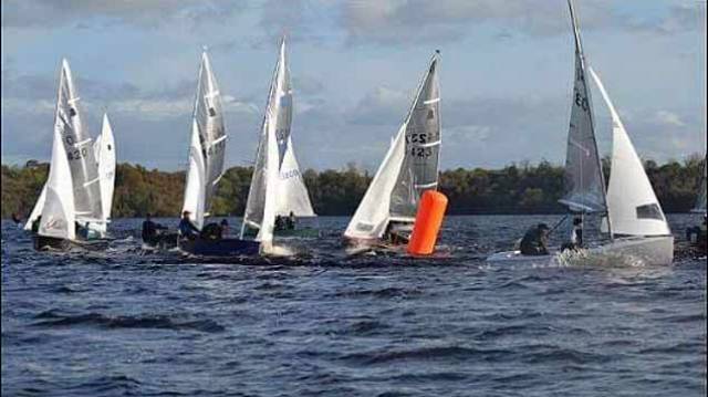 GP14s racing on Lough Erne at the Hot Toddy event