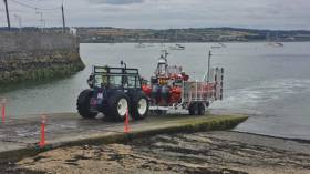 Skerries RNLI recover their Atlantic 85 lifeboat after the callout