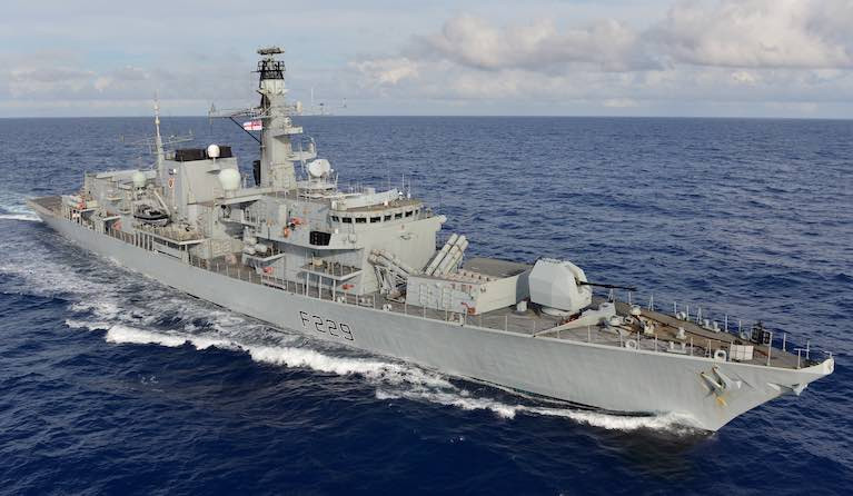 Royal Navy's HMS Lancaster - told Irish trawler off the coast of Donegal to move 'for safety reasons'