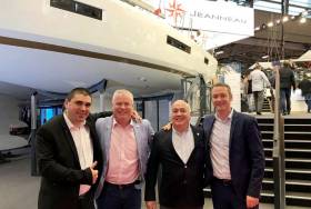 At the Paris Boat Show this week is Jeanneau executive Jean-Philippe Brun, MGM&#039;s Gerry Salmon and John O&#039;Kane with Antoine Chancelier also of Jeanneau