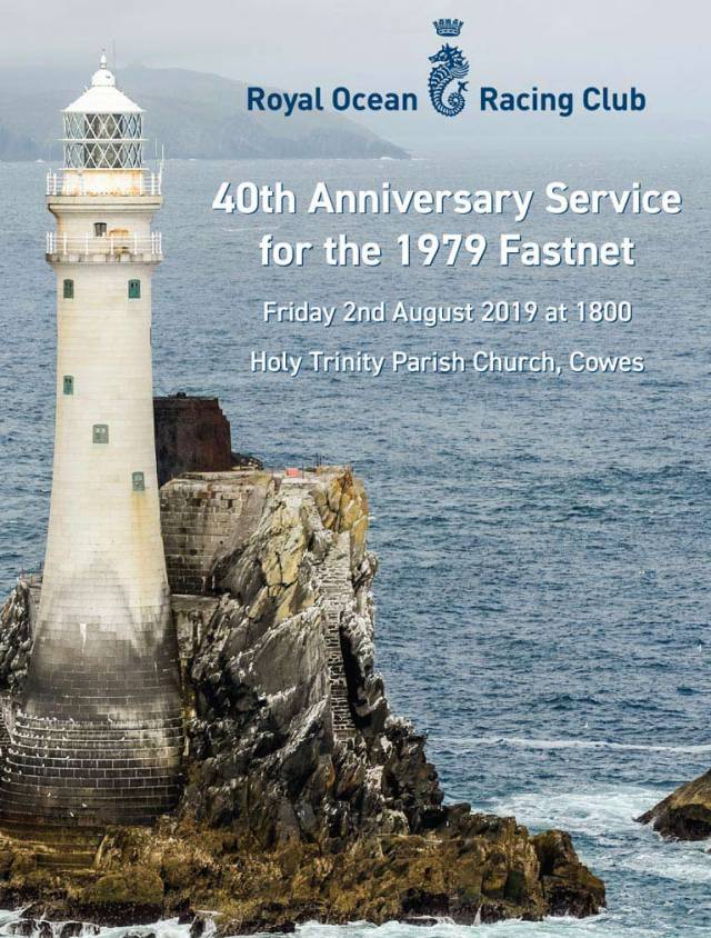 The Fastnet Race memorial service notice issued by the RORC