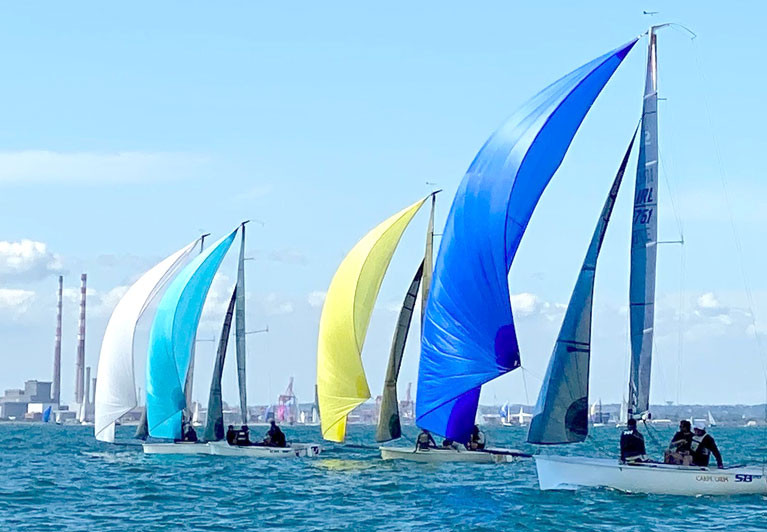 SB20 sportsboats are contesting Western Championships honours on Dublin Bay this weekend