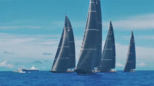 The J Class at sail off Bermuda for the America's Cup Superyacht Regatta