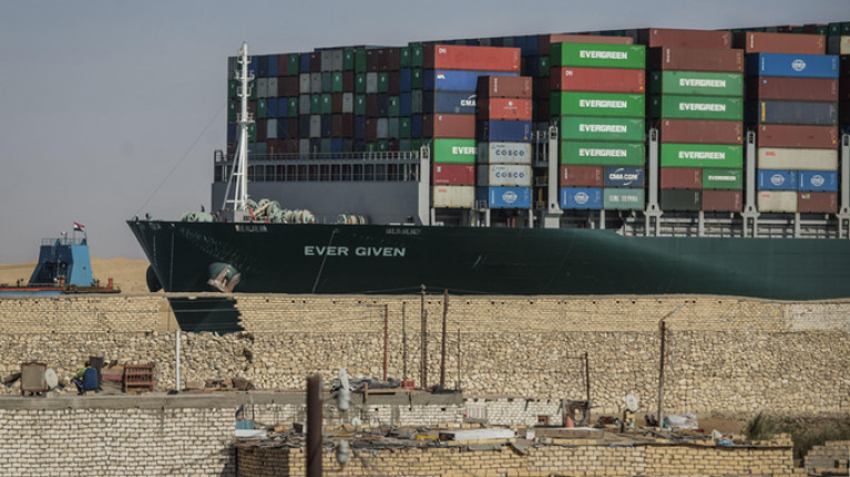 Containership Ever Given on the Suez Canal from where it has been held since March when its grounding caused a six-day shutdown of the globally important key waterway.