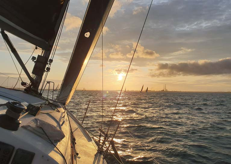 Aboard ISORA yacht Windjammer (1st in IRC 2 2019 flying 100% North Sails) with a view of her new 3Di code jib