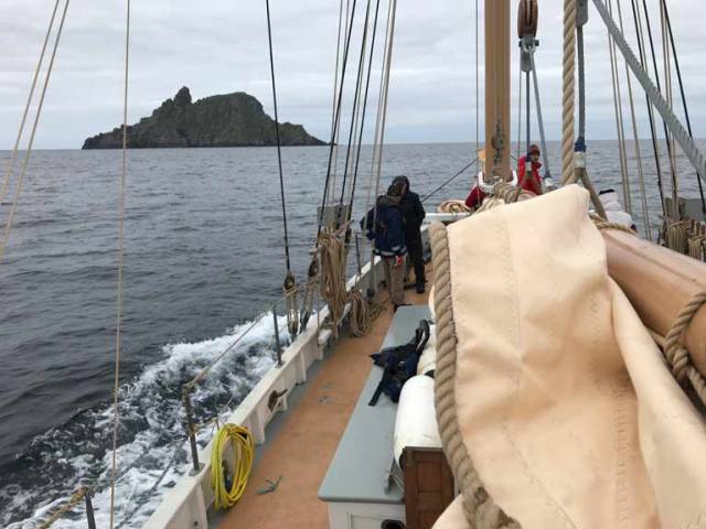 The Great Skellig as seen from the Limerick-bound ketch Ilen this (Saturday) afternoon