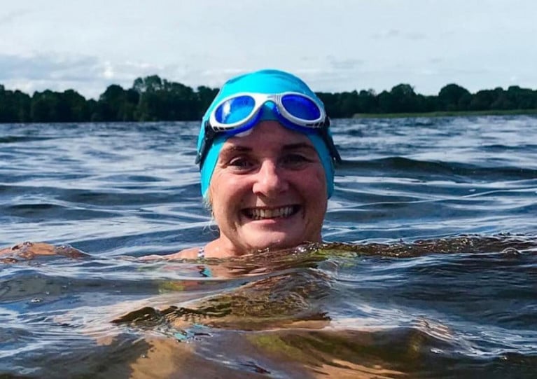 Alison O’Hagan training in Lough Neagh before her eventful swim last Saturday