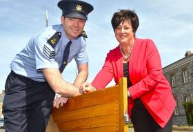  Pictured an at an event in Garda Headquarters, Phoenix Park to announce Irish Ferries sponsorship of the ‘Chris Crossing’ charity row across the Irish Sea is Irish Ferries’ Marie McCarthy with a member of the rowing team, Garda Sgt Ken Hoare