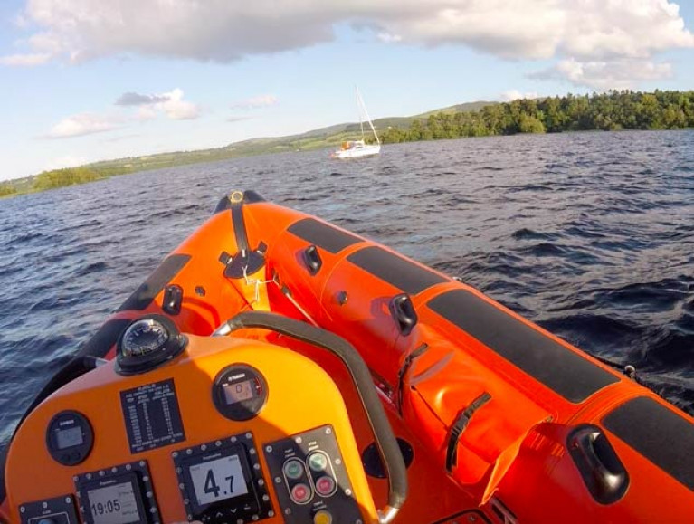Lough Derg RNLI with the 21-yacht aground