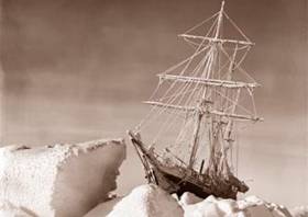 The Endurance trapped in pack ice during the Shackleton-led Imperial Trans-Antarctic Expedition