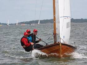 Darragh McCormack, his brother Mark and Johnny Dillon on their way to winning the Mermaid Nationals at their home port of Foynes