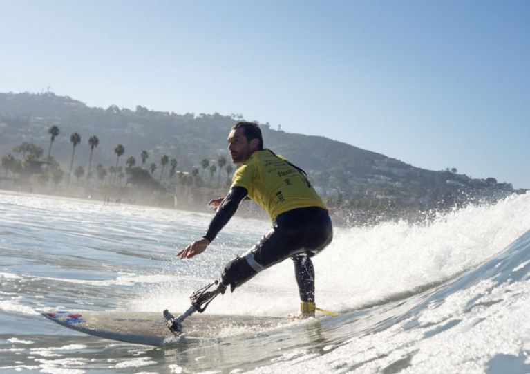 French champion adaptive surfer Eric Dargent 