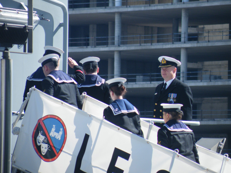 Captain Ken Minehane who has been appointed second-in-charge of the Naval Service. AFLOAT adds above Capt. Minehane, at the commissioning and naming ceremony of LÉ Samuel Beckett in Dublin, May 2014. The Captain oversaw the building of the €50m OPV90 /'Beckett' leadship series in the UK at Appledore Shipyard, Devon, and in that same year, he was promoted to the rank of Commander.