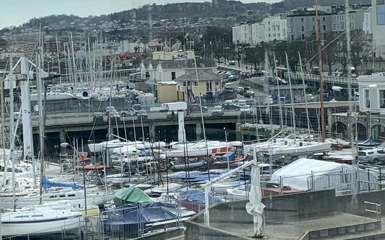 A view east overlooking the Royal St. George Yacht Club forecourt at Dun Laoghaire Harbourwhere members will be able to access boats again from Monday, May 18th