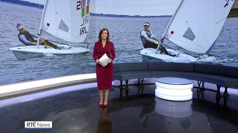 Aoife Hopkins and Annalise Murphy make the RTE evening news bulletin as they return to training in Dun Laoghaire Harbour