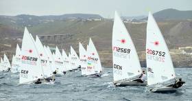 Ballyholme&#039;s James Espey (right) makes a start at the Laser European Championships 