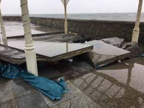 The broken surface at the bandstand area of the East Pier following Storm Emma. Dun Laoghaire-Rathdown County Council will recommend the dissolution of Dun Laoghaire Harbour Company and the transfer of its assets to the local authority at a meeting this week. 