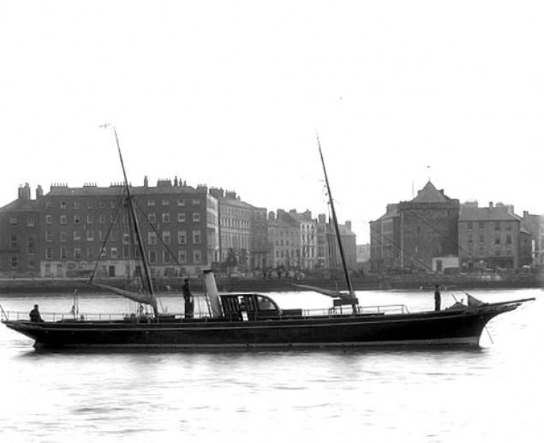 The 77ft Maritana – designed and built in Waterford - makes her debut in the river off the city at Reginald’s Tower in the summer of 1882. Two years later, she was awarded the Concours d’Elegance at Cowes