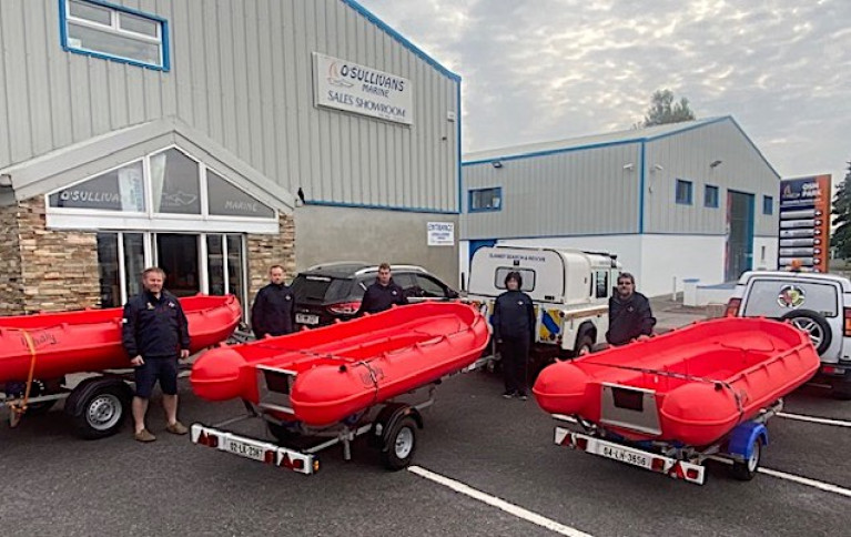 The Enniscorthy SAR Team with their new fleet of Whalys at O&#039;Sullivans Marine in Tralee 