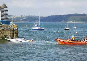 Youghal RNLI set up a tow for the sunken boat