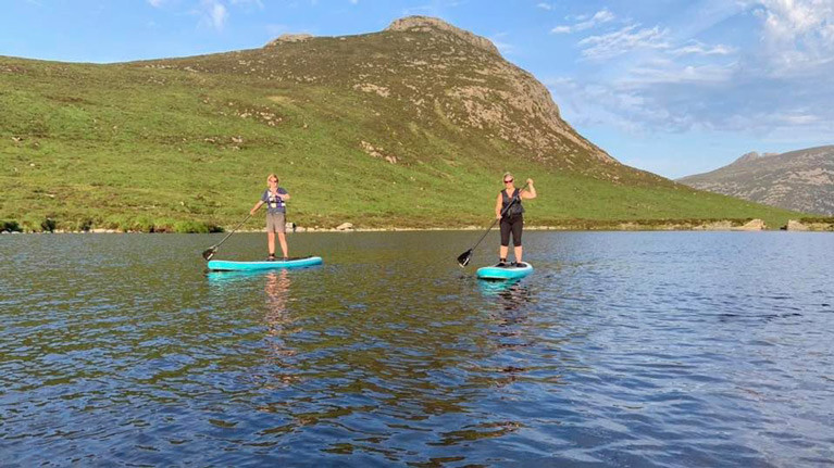 Stand up paddleboarding on Lough Shannagh