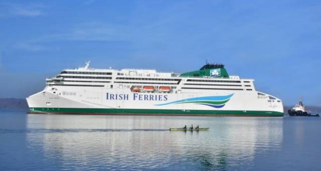 Irish Ferries W.B. Yeats today is finally underway on a delivery voyage from Germany to Ireland, though the route to Dublin Port will involve transiting the Kiel Canal into the North Sea followed by an en-route call to Cherbourg, France. This is to facilitate berthing trials in the Normandy port from where inaugural direct Ireland-France sailings begin from mid-March, 2019. Until then, sailings between the Irish capital and the continental mainland are maintained by other ferries. 