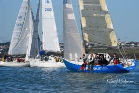 Yachts wait for wind on the third Sunday of RCYC&#039;s Autumn League