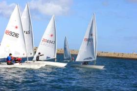 Lasers reach a weather mark in yesterday&#039;s in-harbour DMYC Frostbites at Dun Laoghaire