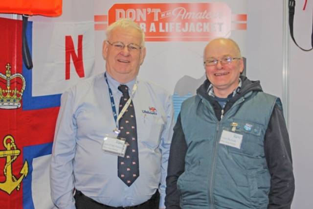 Howth RNLI community safety officer John McKenna with shore angler and accident survivor Colm Plunkett