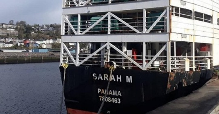  The ‘Sarah M’, which is set to sail (from the Port of Waterford) to Algeria by the end of this week. In this file photo AFLOAT has identified when the cattle-carrier was berthed in the Port of Cork at the city-quays. 