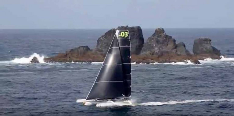 Phaedo 3, record breaking Round Ireland in an anti-clockwise direction in 2016, decides that the Great Foze Rock is not an Irish island, but is part of the Azores archipelago, and may therefore be left to starboard