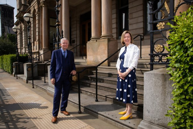 The outgoing Chair of Belfast Harbour, Dr David Dobbin, whose term in office finishes this week, officially welcomed the new Chair, Dr Theresa Donaldson, the first woman to be appointed Chair of the city port. 