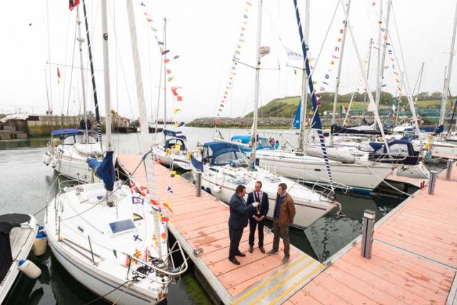 Bantry’s own footballing legend, Graham Canty along with Bantry Bay Port Company Chairman, John Mullins (right) were on hand to open the new 40–boat marina