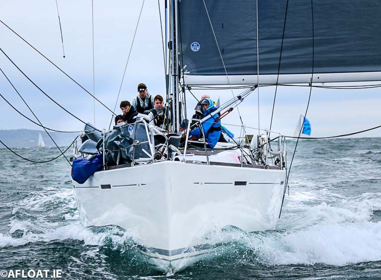 Denis & Annamarie Murphy's Grand Soleil 40 Nieulargo (Royal Cork YC) racing off Dublin Bay, which this weekend sees her start as one of the favourites in the 270-mile Fastnet 450 Race.