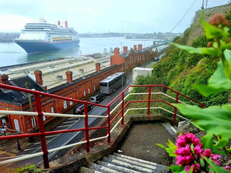 Another step on the return to normal!   as cruiseship Borealis arrives off Cobh and the town's Heritage Centre. 