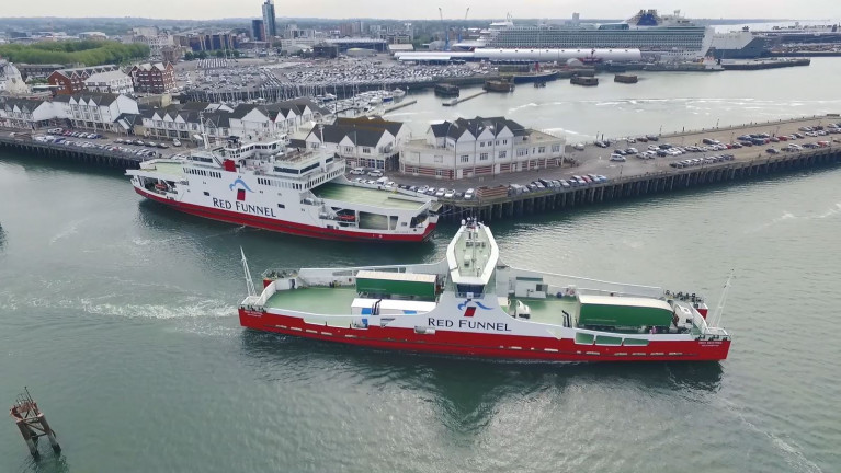 UK shipyards, the A&P Group and Cammel Laird of Birkenhead along with Isle of Wight operator, Red Funnel have announced a new Apprenticeship Partnership Agreement. AFLOAT adds In 2019 the Merseyside shipyard built Red Funnel's freight-only ro-ro vessel, Red Kestrel (above on maiden sailing) departing Southampton for the Isle of Wight. The company also operate a passenger car ferry fleet including a 'Raptor' class (as berthed) at the English south coast port. 