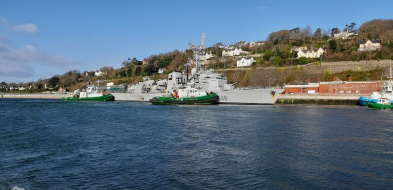 French frigate FASM Latouche-Tréville visits Cork Harbour, where female crew joined in a local charity event at the Naval Base opposite Cobh as pictured above.