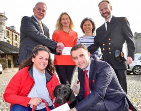 Back L to R: Brendan Keating Port of Cork, Sara Mackeown Port of Cork, Sunhwa and Colin Jenkins Seamen’s Christian Friends Society Front L to R: Jessica Mullins Autism Assistance Dogs Ireland and Conor Mowlds National Maritime College of Ireland