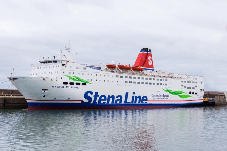 The Stena Europe (at the Co. Wexford ferryport) which covers the Rosslare to Fishguard route. Afloat adds the veteran vessel built in 1982 is the oldest ferry in Stena Line's (Irish Sea) fleet and within the operator's overall fleet of passenger/freight ships. 