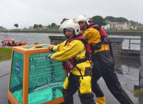 The RNLI&#039;s tonne of water at Spanish Arch in Galway city