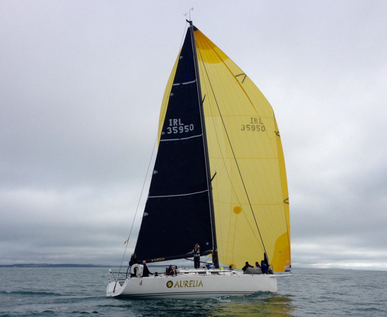 Royal St. George's line honours leader, Chris Power Smith's Aurelia at the Daunt Buoy at 0930 hours this morning on her way to the Cork Harbour finish of the inaugural Fastnet 450 Race