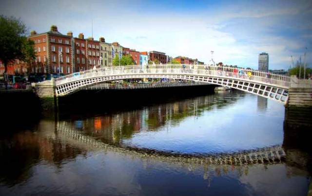 The Hal'penny Bridge over the River Liffey in Dublin