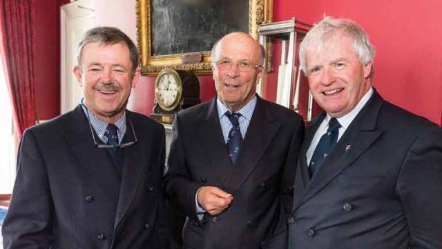 The “Founding Fathers” of the Volvo Dun Laoghaire Regatta in 20005 were (left to right) the late Owen McNally, (Rear Commodore Royal St George YC), Tim Goodbody (Rear Commodore, Royal Irish YC), and Ronan Beirne (Rear Commodore, National YC)